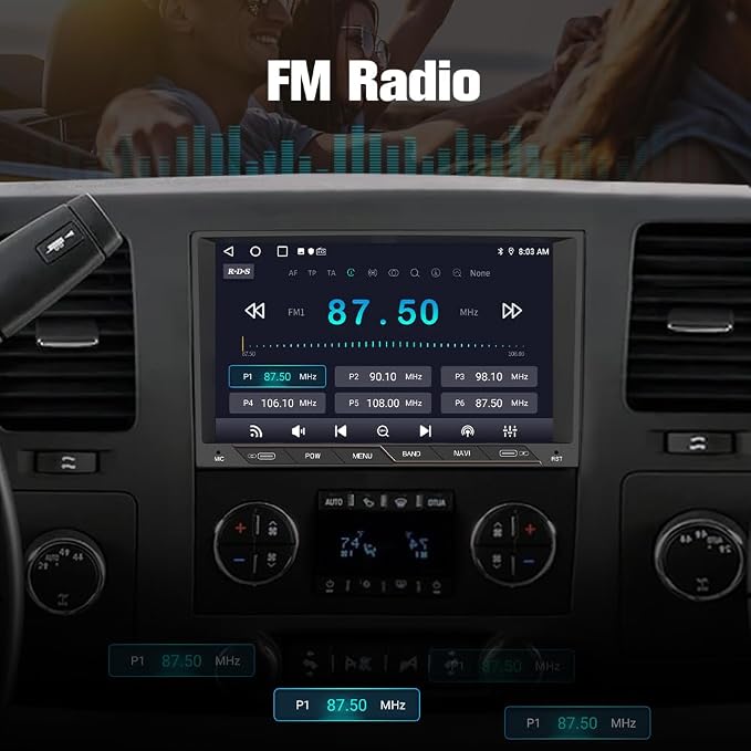 Android 13 Car Radio Stereo for Chevrolet Silverado GMC Sierra Yukon 2007-2013 with 2G RAM 64G ROM CarPlay Android Auto Bluetooth GPS