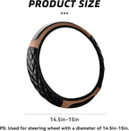 Car Steering Wheel Cover, 14.5-15inch Leather Anti-Slip Car Wheel Cover Protector, Safety Comfortable Desgin, Universal Auto Steering Wheels Accessories for Cars Truck SUV (Beige)