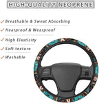 Southwest Aztec Teal Brown Car Steering Wheel Cover Soft Stretch Auto Steering Wrap Protector for Women Men, Universal Auto Accessories Fit Most Vehicles