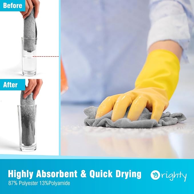 Orighty Microfiber Cleaning Cloth, 400 Pack Highly Absorbent Cleaning Rags, Household Cleaning Supplies, Reusable Microfiber Towels Lint Free Cloths for House, Kitchen, Car Care, 12x11 inch, Grey