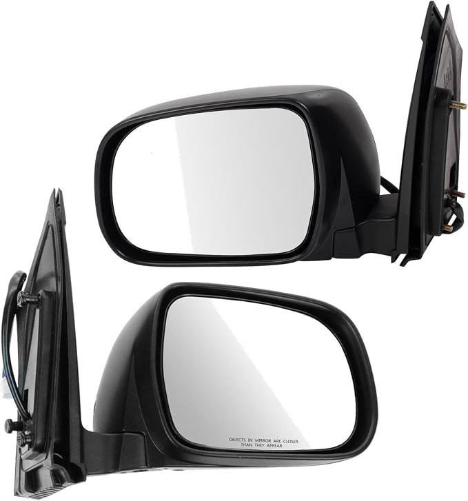 2 Piece Driver and Passenger Side Mirror Assembly Set Electric Adjustment Heated No Memory Black Compatible with 2004-2010 Toyota Sienna TO1320205 TO1321205