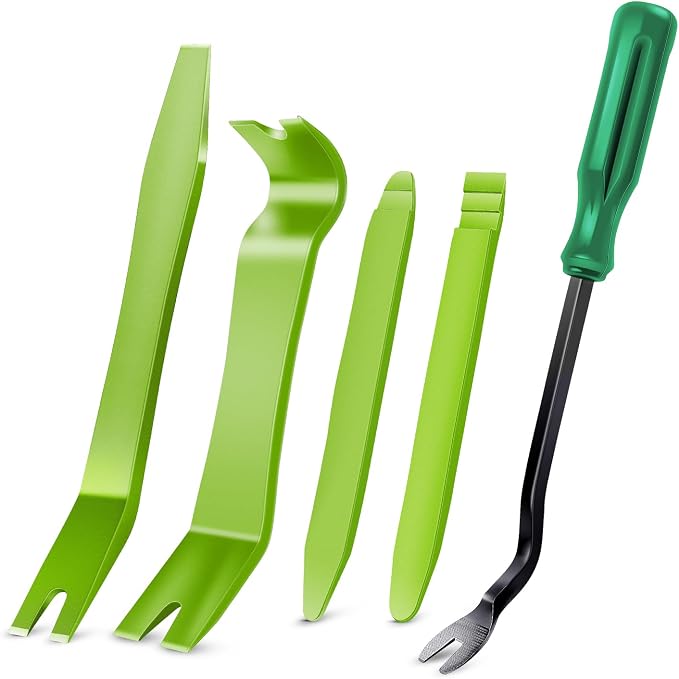 5PCS Auto Trim Removal Tool Kit No-Scratch Removal Tool Kit for Car Audio Dash Panel Window Molding Fastener Remover Tool Kit-Green