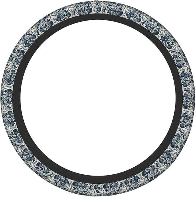 Flowers Steering Wheel Cover Car Elastic Steering Wheel Protector | Asian Ethnic Anti-Slip Breathable Car Accessories Interior for Women Men Universal 15 Inch Fit Auto SUVs Vans Truck