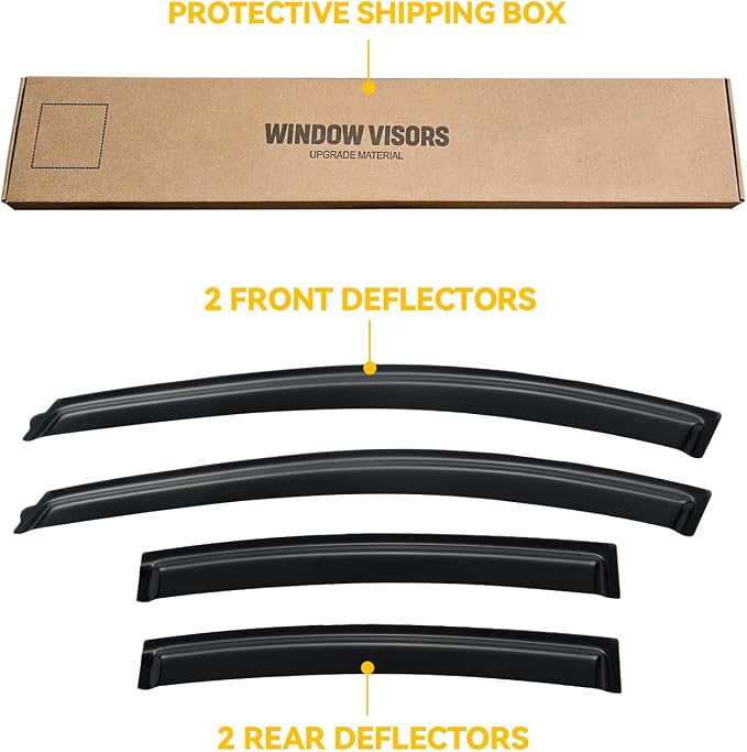 Window Visor for 2011-2015 Chevy Cruze, Out-Channel Rain Guards Shields Vent Deflector Shade Wind Dark Smoke for 2016 Chevrolet Cruze Limited, Tape-On Outside-Mount, 4PCS