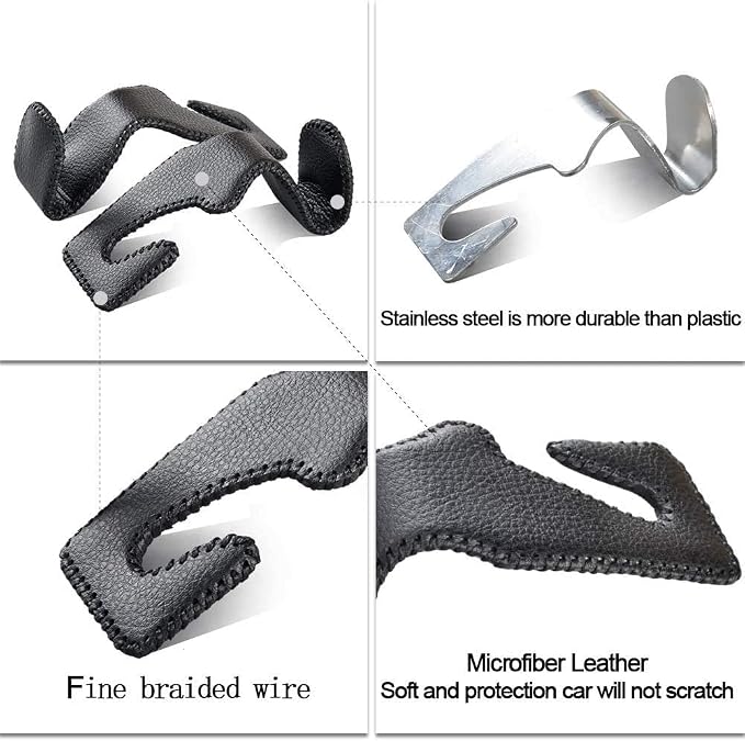 Car Hooks Universal Car Vehicle Back Seat Headrest Hanger Holder Hook Microfiber Leather & Stainless Steel for Bag Purse Cloth Drink Grocery (Green)