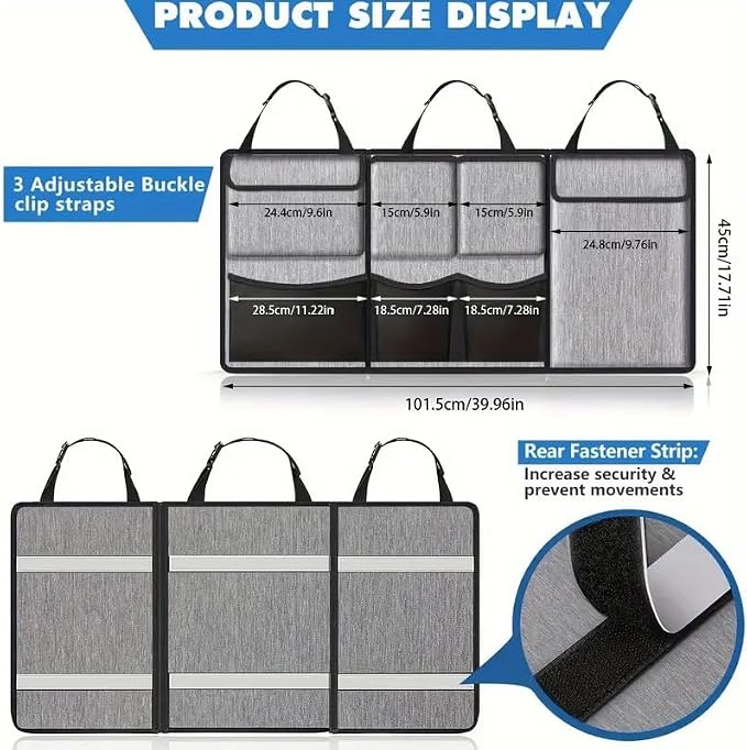 Car Trunk Organizer for Acura MDX 2007–2013, Large Capacity Hanging Rear Seat Organizer, Foldable Backseat Trunk Organizer for SUV Cargo Storage | multiple storage pockets keeps tools, groceries, emergency supplies and travel essentials neatly organized