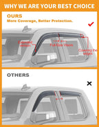 Extra-Thick Window Rain Guards Fit for Chevrolet (Chevy) Silverado GMC Sierra 1500 2500HD 3500HD Crew Cab 2019-2026 Tape-on Window Deflectors Rain Guards Vent Visors Truck Vent Shades