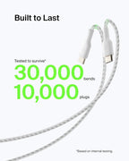 BoostCharge Braided USB-C to USB-A Charging Cable (3.3ft/1M) for iPhone 17 & 16 Series, Samsung Galaxy S25 Series, Google Pixel 10, iPad Pro, Nintendo Switch 2, Carplay, & More - White (2-Pack)