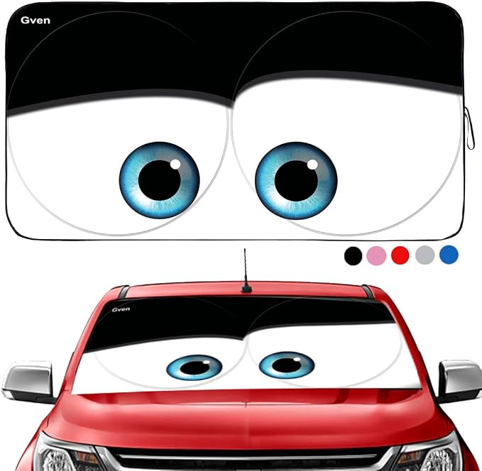 Truck Windshield Sun Shade for Car Windshield Cover Interior Front Window Shades Sun Visor Protector Blocks UV Rays Must-Have Truck Accessories for Pickup, SUV, Sedan, Van, Bonneville(Black, XL)