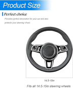 Car Steering Wheel Cover, 14.5"-15" Leather Anti-Slip Sporty Vehicle Steering Wheel Protector, Soft Breathable Auto Interior Decoration Accessories, Universal for SUV Truck Sedan (Coffee)