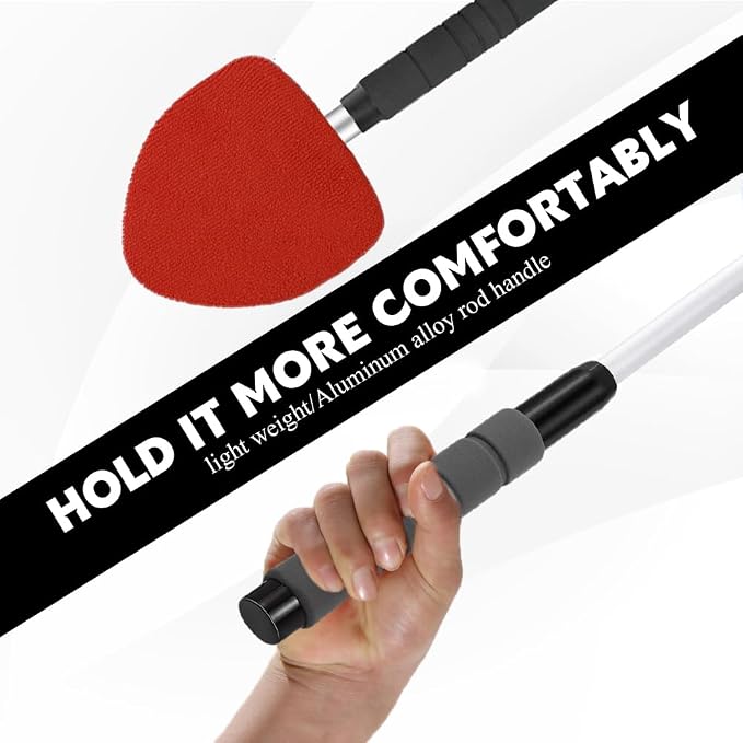 Windshield Cleaner Tool, Car Cleaning Supplies, Extendable Handle Car Window Cleaner with 3 Reusable Cloth Pads, Universal Car Window Cleaner Car Accessories for Trucks, SUVs, Home Windows