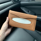 Car Tissue Holder - Sun Visor Napkin Holder, PU Leather Backseat Tissue Case for Truck (Brown)