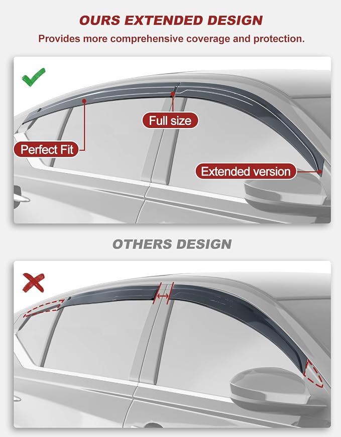Outside-Mount Window Rain Guards Fit for 2019-2026 Nissan Altima, Extra Durable Window Visors Wind Deflector Dark Smoke Vent Shades for 19-26 Altima, Tape-on with Thicker 4PCS