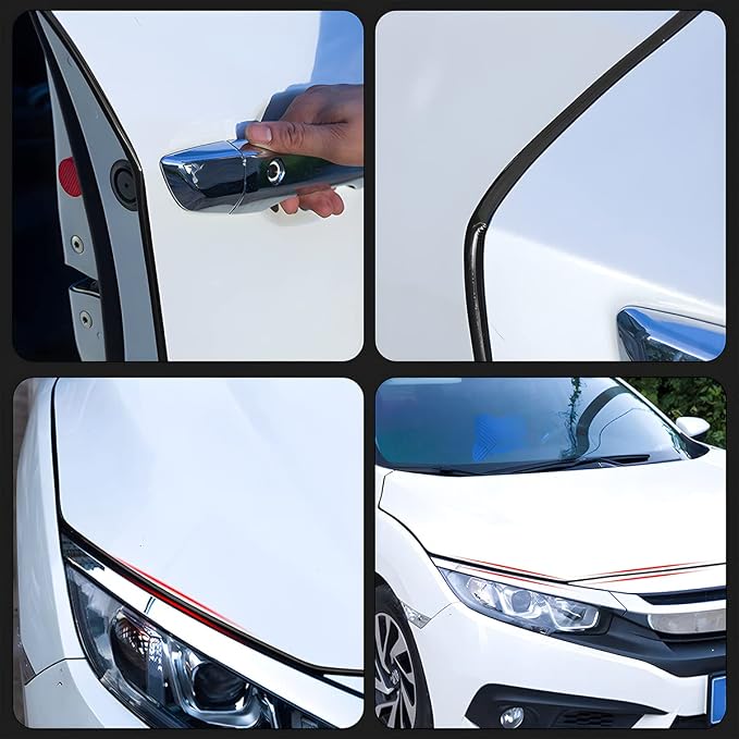 Car Door Edge Guards, 16Ft U Shape Door Edge Trim, Rubber Molding Auto Door Edge Seal Protector, Anti-Collision Vehicle Protection Accessories Universal for SUV, Truck, Van (Black)
