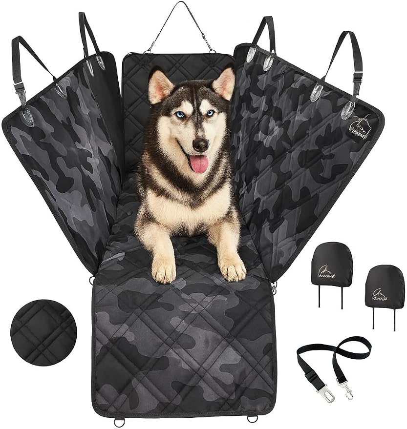 Dog Car Seat Cover, X-Large Heavy Duty Pet Seat Cover for Back Seat, Extra Padded Non-Slip Dog Hammock, Water-Resistant Back Seat Protector for Cars Trucks and SUVs (64” W x 60" L)