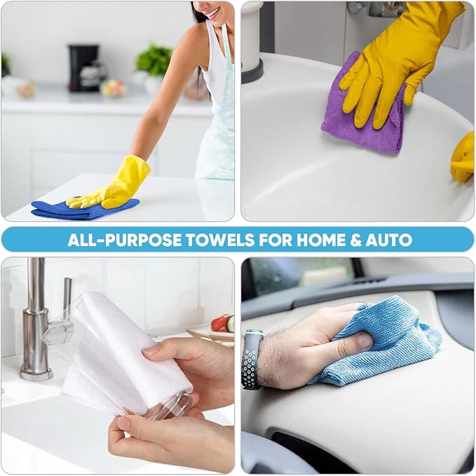 AIDEA Microfiber Cleaning Cloth Roll, 75PK, Reusable Paper Towels Tear Away Cloth, Microfiber Towels Washable Shop Rags, Lint Free Cleaning Rags for House, Kitchen, Window, 11.5"×11.5", Dark Blue