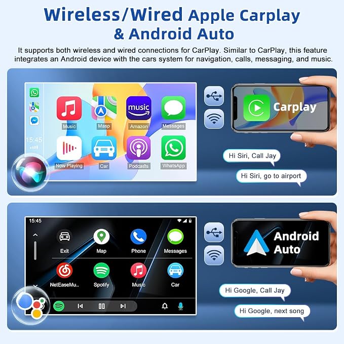 Android 14 Car Stereo for Chevrolet Express 1500 2500 2003-2006 with Wireless CarPlay Android Auto, 7" Touchscreen Double Din Car Radio Support Bluetooth GPS WiFi SWC FM SWC Mirror Link Backup Camera