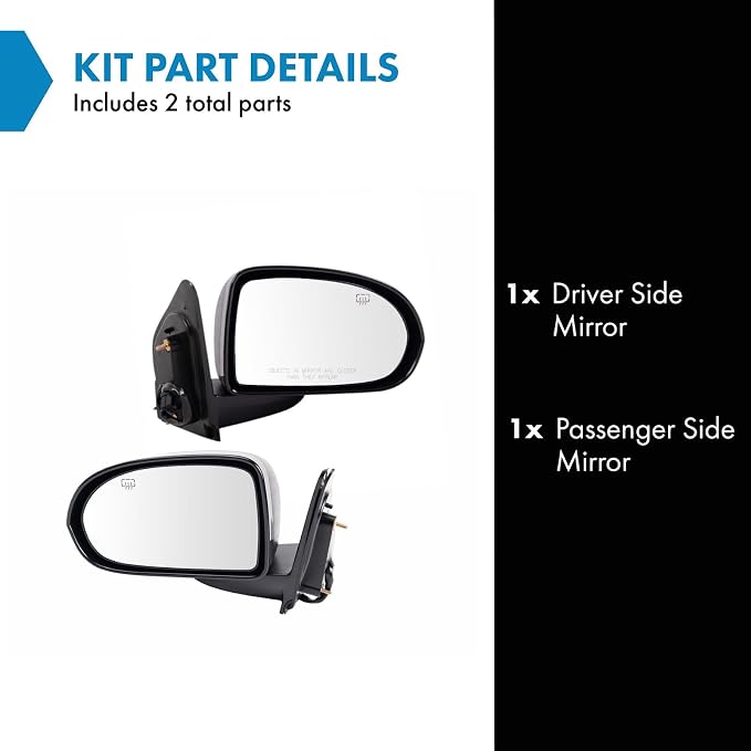 2 Piece Driver and Passenger Side Mirror Assembly Set Electric Adjustment Heated No Memory Black Compatible with 2007-2017 Jeep Compass CH1320262 CH1321262