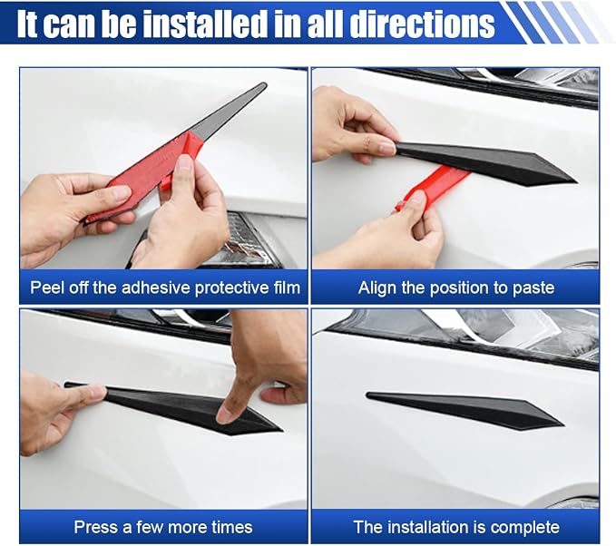 4PCS Car Door Edge Guard Protector, Self-Adhesive Vehicle Rearview Mirror Anti-Collision Strip, PVC Anti-Scratch Bumper Trim Guard, Universal Auto Body Accessory for Car SUV Truck (Black)