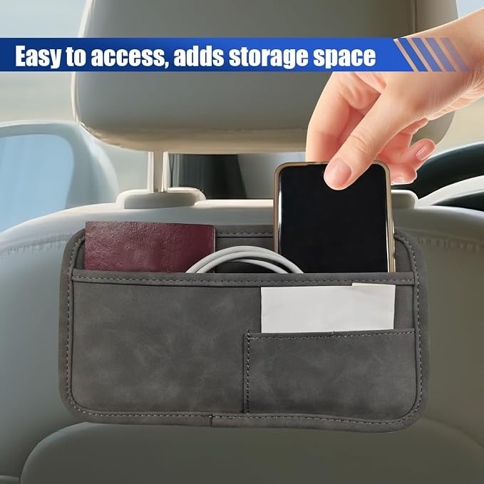 Car Seat Side Pocket Organizer, Suede Auto Door Storage Pouch, Mini Self-Adhesive Car Console Organizer, Universal Vehicle Cell Phone Holder for Key, Pen, Sunglasses(Gray)