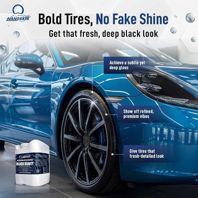 Black Beauty Tire Shine & Conditioner 5 Gallons - Water-Repellent & UV Resistant - Non-Greasy Finish - Restores Black Look | Works with Manual & Automatic Applicators for Cars, Trucks, SUV