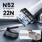 Magnetic Car Phone Mount, 2-in-1 Detachable Ring Stand for Desk & Dashboard, 360° Triple Axis Windshield Holder, N52 Strong Magnet, Universal Fit, Includes 2 Metal Plates,（Grey）
