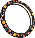 Vintage Daisy Neoprene Steering Wheel Cover Anti-Slip Elastic Flower Floral Steering Wheel Protective Cover 15in Universal Car Accessories Fit Cars, SUVs, Auto