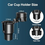 Car Cup Holder Expander, Cup Holder Expander, Cupholder Expander with Adjustable Extension Base and 360° Rotation Design, Fits Mugs, Cups, Large Water Bottles in 2.9"-3.8" (10-46oz), Black