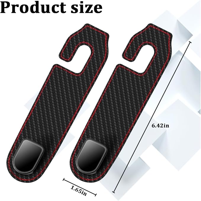 Car Seat Headrest Hook, 2PCS Vehicle Seat Back Hangers Organizer for Handbag Purse Coat, Automotive Interior Headrest Storage Hooks, Universal for SUV Automobile Truck (Carbon Fiber)