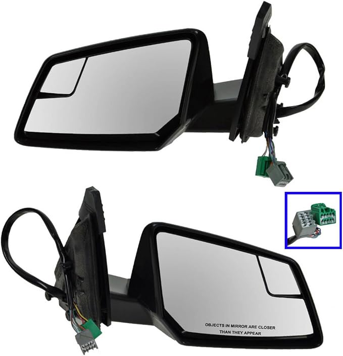 2 Piece Driver and Passenger Side Mirror Assembly Set Electric Adjustment Heated Memory Black Compatible with 2009-2012 Chevrolet Traverse GM1320384 GM1321384