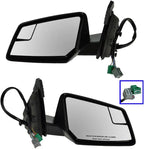 2 Piece Driver and Passenger Side Mirror Assembly Set Electric Adjustment Heated Memory Black Compatible with 2009-2012 Chevrolet Traverse GM1320384 GM1321384