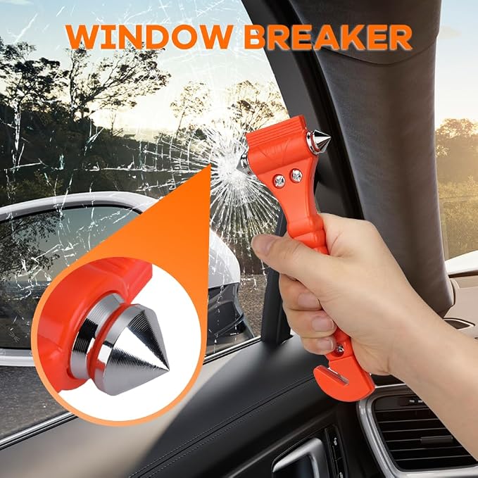 SINSEN Car Safety Hammer Set of 3 Emergency Escape Tool Auto Car Window Glass Hammer Breaker and Seat Belt Cutter Escape 2-in-1 for Family Rescue & Auto Emergency Escape Tools (3 PCS)