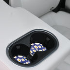 White Flowers Car Coasters for Drinks Absorbent,2 Pack Cup Holders,2.56" Ceramic Stone & Non-Scratch Cork Base Coasters,Auto Accessories for Women & Men.