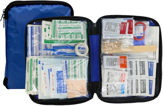 298 Piece All-Purpose Emergency First Aid Kit for Home, Office, Car, Apartment, Dorm, and Camping, Travel-Friendly Compact Pouch Fits in Backpacks, Suitcases, Cabinets, and Drawers