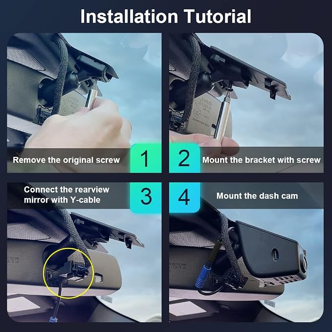 4K Dash Cam Suitable for Ford F150 & F250 2021-2025 Limited XLT XL Raptor Lariat Platinum King Ranch Tremor, OEM Look, UHD 2160P Video, WiFi&APP, Loop Recording, G-Sensor, Plug&Play, 64GB Card