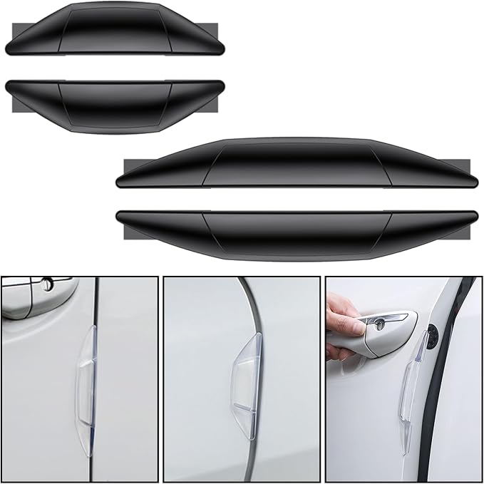 4 PCS Car Door Anti-Collision Strip, Rearview Anti-Impact Sticker, Door Protection Decorative Covers, Door Edge Bumper Guard, Universal Car Side Door Edge Protector (Black)