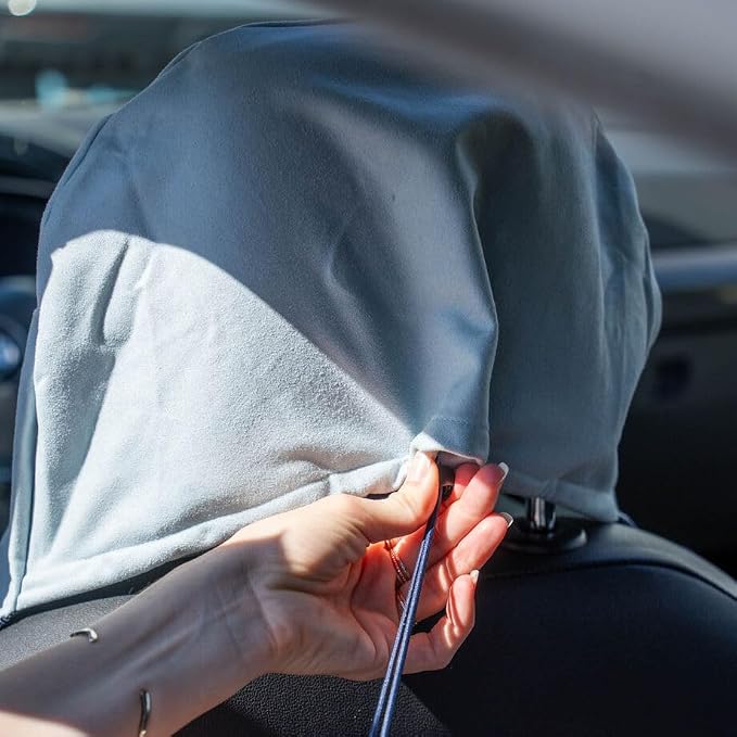 Car Seat Towel Cover – Hooded Moisture-Wicking Microfiber Seat Protector – 30" x 60" – for Runners and Outdoor Enthusiasts – Only Those Who Risk Going Too Far