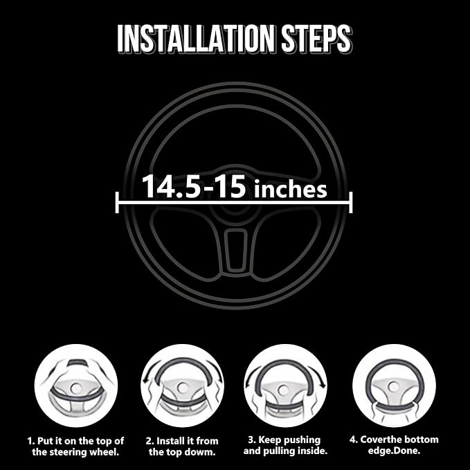 Army Camo Steering Wheel Cover, Universal 15 inch, Breathable PU Leather, Comfort Grip, Durable Steering Wheel Accessories for Car Truck SUV, Anti Slip, Black