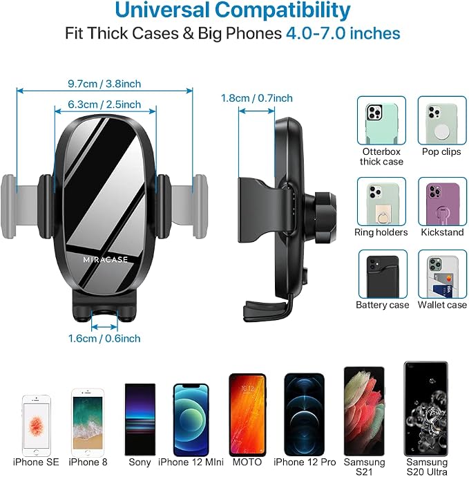 [Upgraded Version Cup Phone Holder for Car, Universal Adjustable Long Neck Car Phone Mount Cradle Friendly Compatible with iPhone Samsung Google and All 4.0-7.0 inches Smartphones
