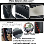 ESEWALAS Universal Car Steering Wheel Cover,Anti-Slip Leather Steering Wheel Cover,Sports Style Steering Wheel Protector,Car Interior Accessories Auto Steering Wheel Covers (Black)