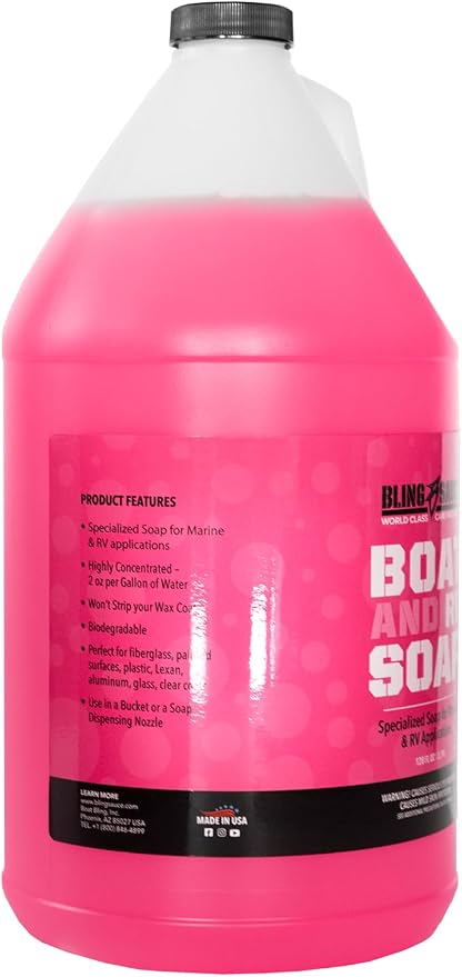 Boat & RV Soap, Highly Concentrated and Biodegradable, 1 Gallon | Concentrated biodegradable wash soap cleans boats and RVs without stripping wax; bucket or foam nozzle ready