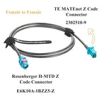 Original Rosenberger H-MTD Female to TE MATEnet Female Automotive Ethernet Cable 1Gbps E6K10A-1BZZ5-Z to 2302510-9 Shielded Connector 100/1000BASE-T1 for ADAS Camera, ECU, IVI Networking(1M/3.28FT)