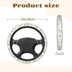 Steering Wheel Cover Accessories Neoprene Cover, Breathable Non-Slip Easy to Install Suitable for Women Men, 14.5-15.5 Inch for Car SUV Van Truck Universal - Green Plants