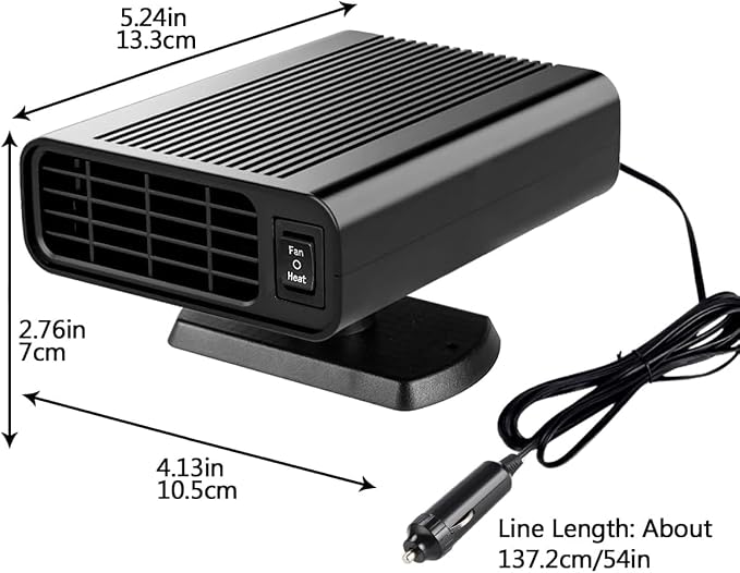 Car Heater,12v Portable Heater For Car,360° Rotatable Quick-Heating Defroster And Demister For For Cigarette Lighters Of Cars, Trucks, Rvs, And Campervans,Christmas Gifts (Black)