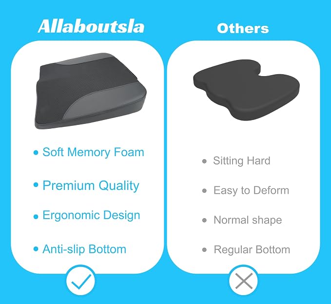 Car Seat Cushion, Car Seat Cushions for Long Driving | Comfortable Memory Foam Driver Seat Cushion, Automotive Seat Cushions, Butt Pillow for Car,Truck, Office Chair, Black