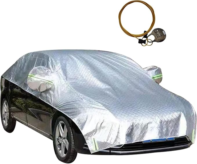 Waterproof & All-Season Half Car Cover,Full Coverage Protection for Windshields & Windows, Car Cover for Snow,Ice,Rain,Shading,Fit for Mid-to-Full Size SUV/Pickup(P-cab).