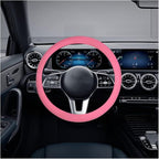 Car Silicone Steering Wheel Cover, Soft Anti-Slip Auto Steering Wheel Protector Fit 14 Inch, Universal Vehicle Interior Accessories for Cars, SUVs, Trucks, and Vans (Pink)