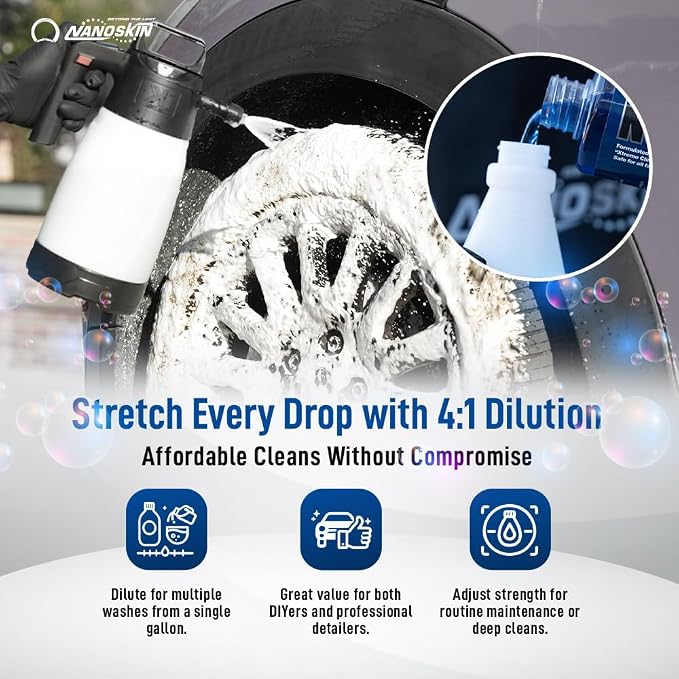 Non Acid Professional Wheel & Tire Cleaner 1 Gallon – Works with Brush | Car Wash Cleaning Spray for Detailing | Removes Brake Dust, Oil, Dirt, Light Corrosion