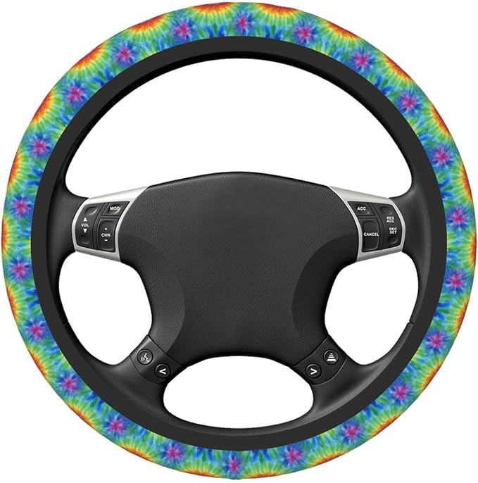 Universal 15 Inch Tie-Dye Steering Wheel Cover - Non-Slip Thick Neoprene Car Wheel Protector, Breathable Auto Interior Decor for Women Men, Fits Most Cars, SUVs, Sedans & Trucks