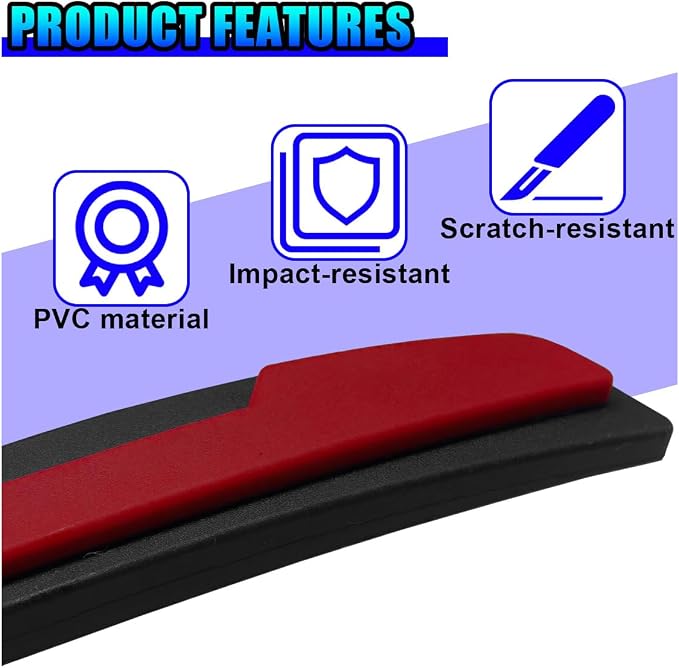 Craedli 4PCS Car Door Edge Guards Protector, Anti-Scratch Car Door Self Adhesive Anti-Collision Trim Strip Auto Side Door Protector, Universal Auto Body Bumper Guard for Cars SUV Truck(Black&Red)
